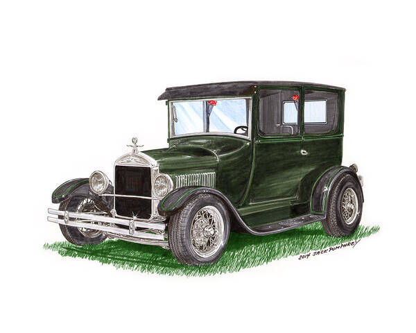 The Ford Model T Poster featuring the painting 1926 Ford Tudor Sedan Street Rod by Jack Pumphrey