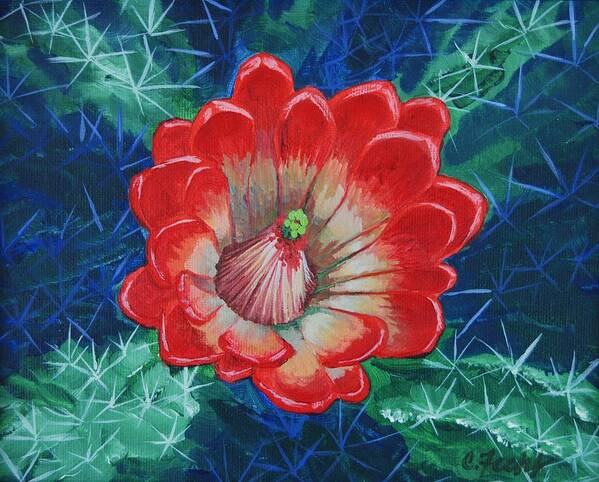 Flower Poster featuring the painting Claret Cup #2 by Cheryl Fecht