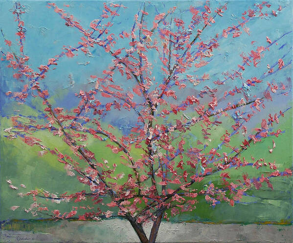 Eastern Poster featuring the painting Eastern Redbud Tree #2 by Michael Creese