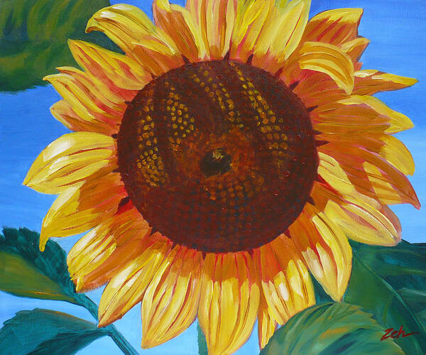 Sunflower Poster featuring the painting Sunflower by Janet Zeh