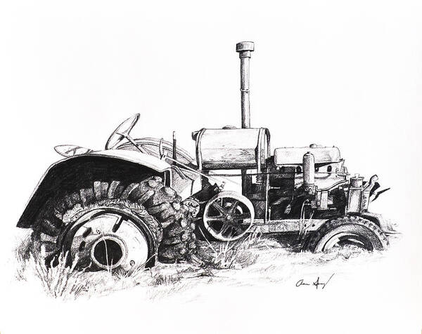 Tractor Poster featuring the drawing Tractor #2 by Aaron Spong