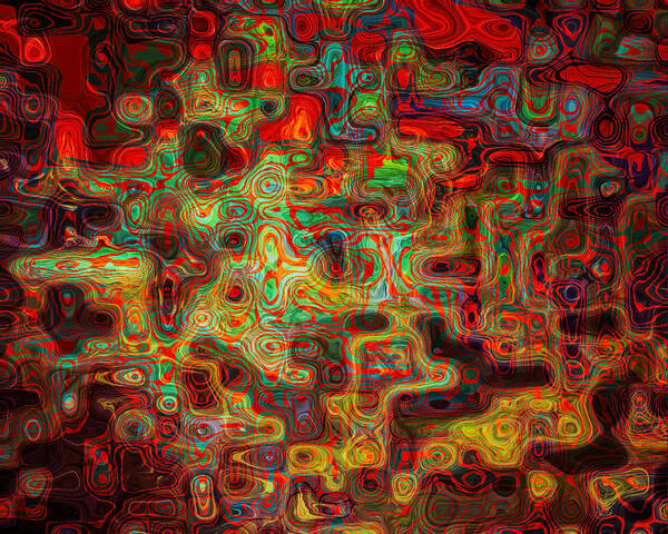 Abstract Poster featuring the digital art 3D Circuitry by Rick Wicker