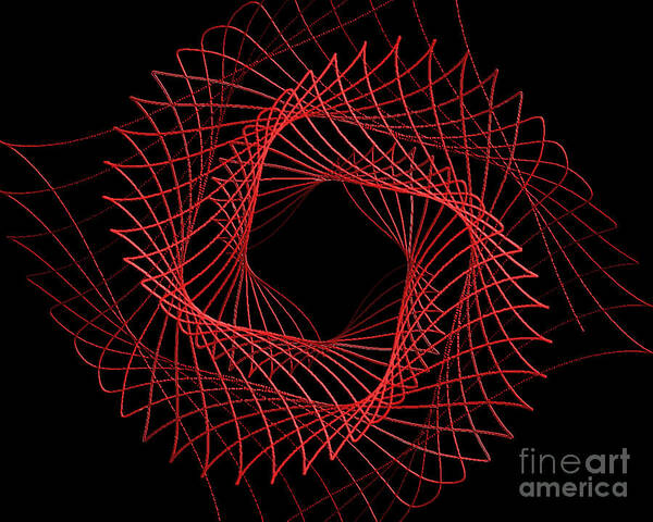 Spirograph Poster featuring the digital art 3D Spirograph Red by Stan Reckard