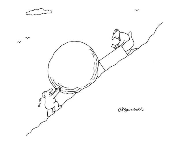 Captionless Poster featuring the drawing Business Sisyphus by Charles Barsotti