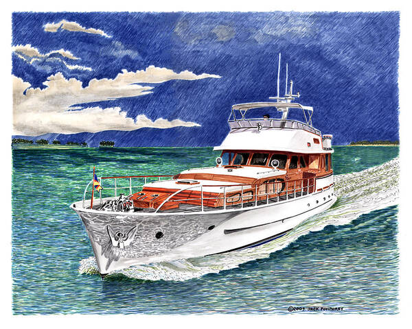Yacht Portraits Poster featuring the painting 72 foot Fedship Yacht by Jack Pumphrey