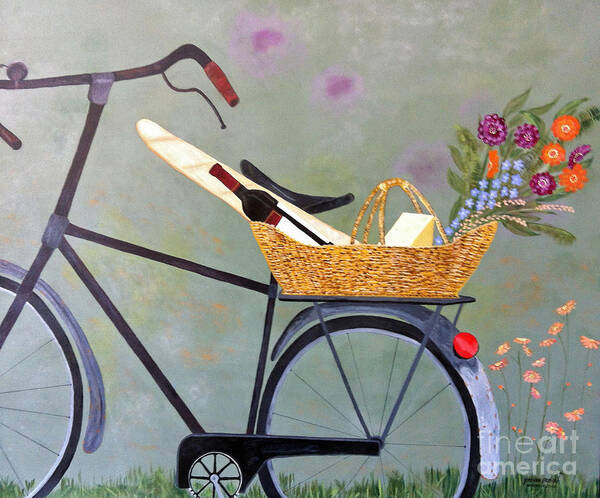 Bike Poster featuring the painting A Bicycle Break by Brenda Brown