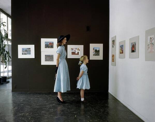 Accessories Poster featuring the photograph A Mother And Daughter At Moma by John Rawlings