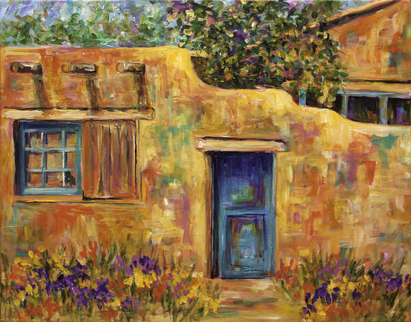 Adobe Poster featuring the painting Adobe Wall by Sally Quillin