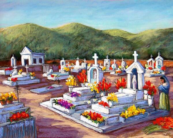 Dia De Los Muertos Poster featuring the pastel Aduana Cemetery by Candy Mayer