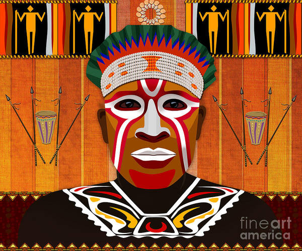 African Poster featuring the digital art African Tribesman 3 by Peter Awax