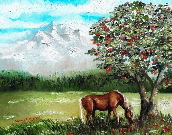 Horse Poster featuring the painting Afternoon Snack by Shana Rowe Jackson