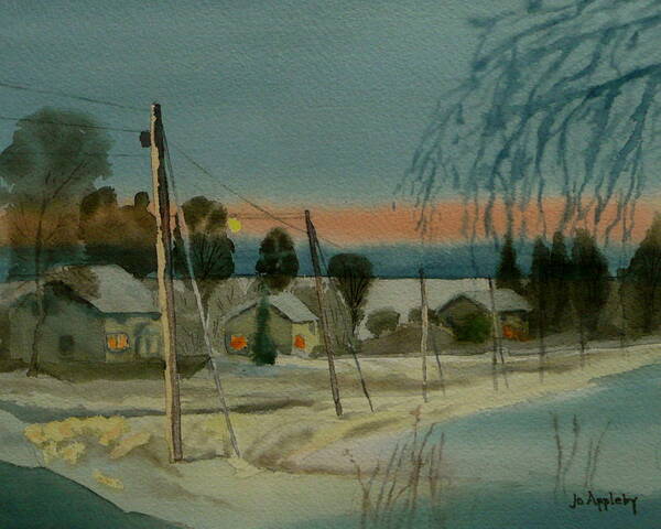 Snow Scene Poster featuring the painting Almost Home by Jo Appleby