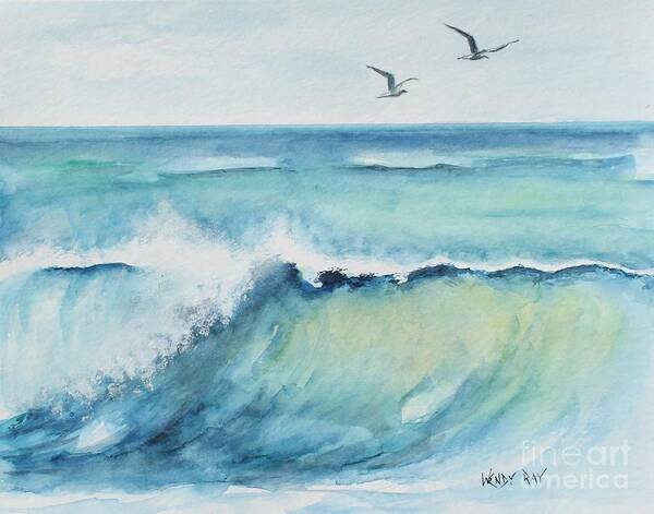 Blue Poster featuring the painting An Ocean's Wave by Wendy Ray
