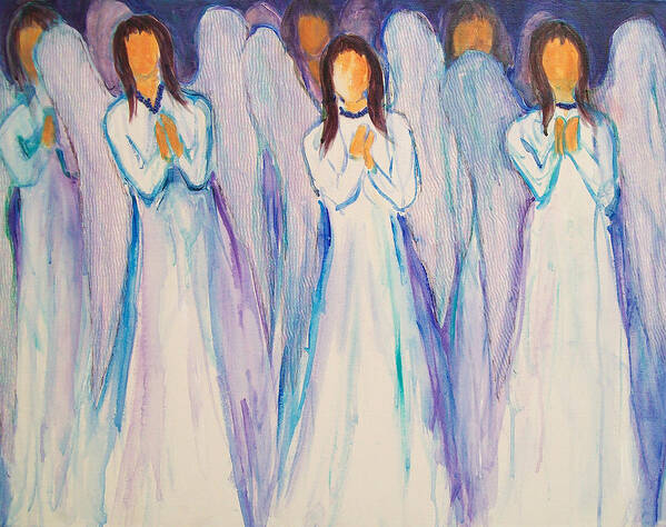 Angels Poster featuring the painting Angel Choir by Sally Quillin