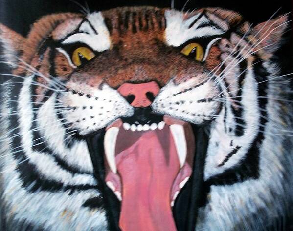 Tiger Poster featuring the painting Angry Tiger by Teresa Peterson