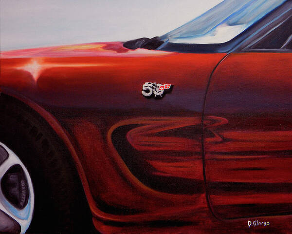 Oil Poster featuring the painting Anniversary Edition Corvette by Dean Glorso