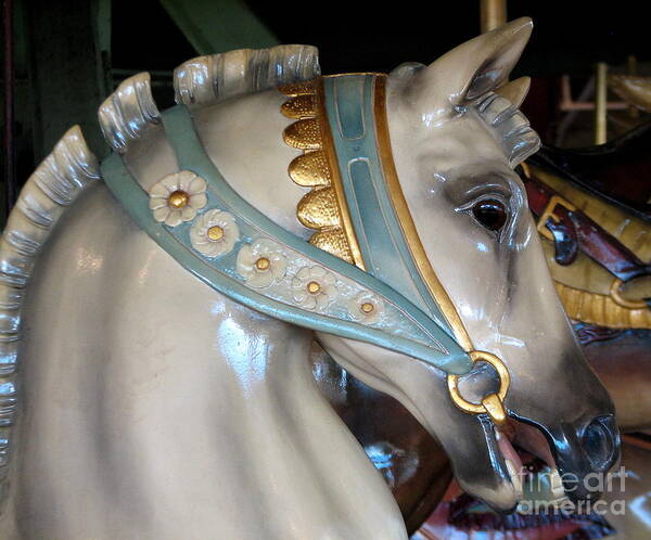 Horse Poster featuring the photograph Antique Dentzel Menagerie Carousel Horse in Rochester New York by Rose Santuci-Sofranko