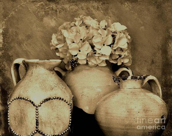 Photo Poster featuring the photograph Antique Pottery and Hydrangea by Marsha Heiken