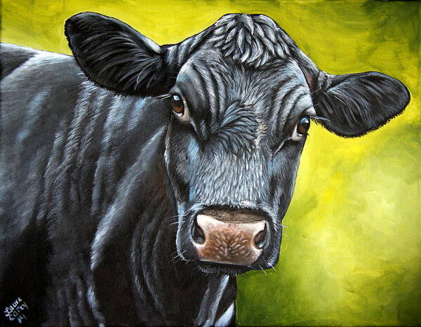 Cow Poster featuring the painting April by Laura Carey
