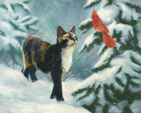 Cat Poster featuring the painting Attentive by Lucie Bilodeau