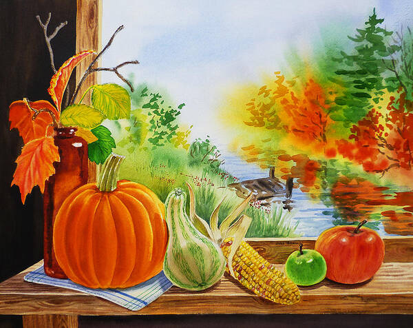 Impressionism Poster featuring the painting Autumn Harvest Fall Delight by Irina Sztukowski