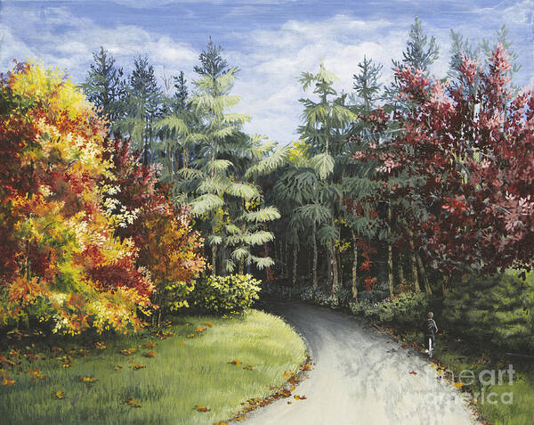 Autumn Poster featuring the painting Autumn in the Arboretum by Mary Palmer