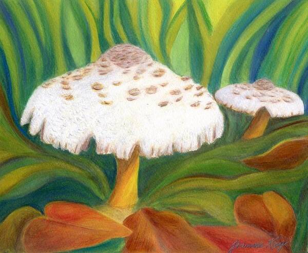 Mushroom Painting Poster featuring the painting Autumn Mushrooms by Jeanne Juhos