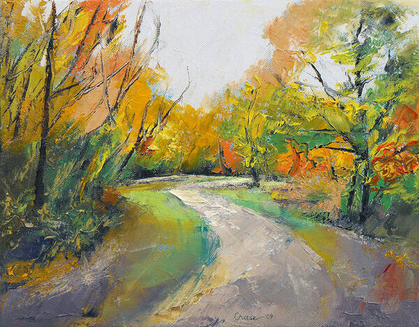 Autumn Poster featuring the painting Autumn Woodland Path by Michael Creese