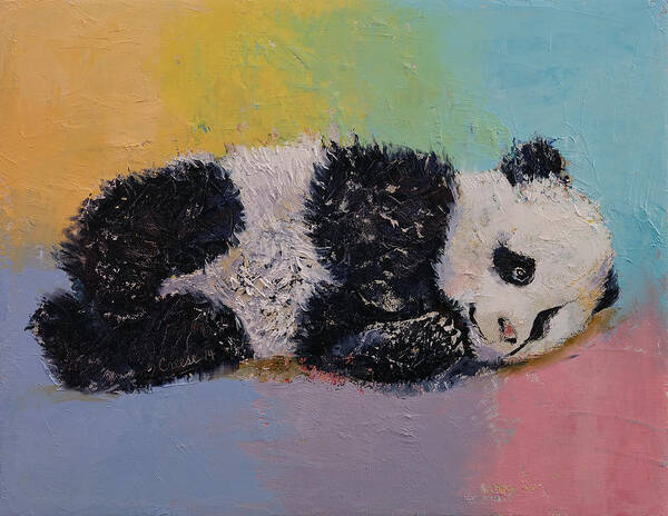 Art Poster featuring the painting Baby Panda Rainbow by Michael Creese