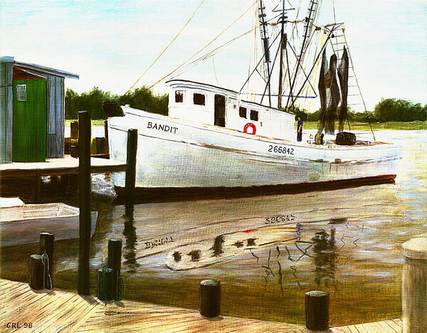 Work Boat Poster featuring the painting Bandit Morehead City North Carolina by G Linsenmayer