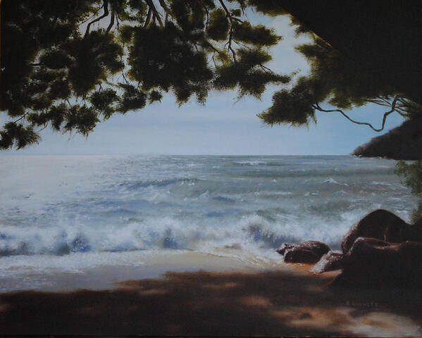 Seascape Poster featuring the painting Bark Bay by Richard Ginnett