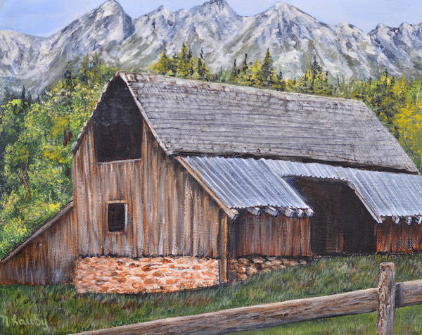 Barn Poster featuring the painting Barn from Yesterday by Nancy Lauby