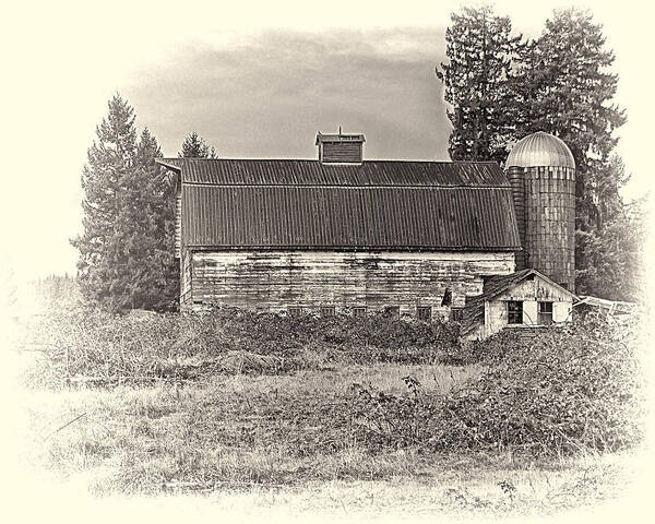 Ron Roberts Photography Poster featuring the photograph Barn With Silo by Ron Roberts