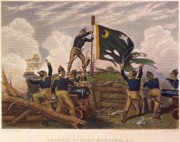 1776 Poster featuring the drawing Battle Of Fort Moultrie by Granger