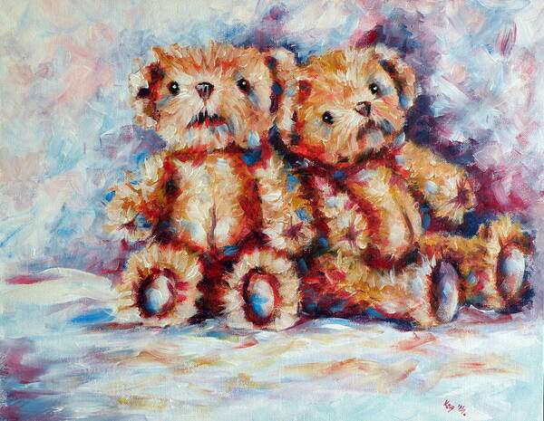 Bears Poster featuring the painting Bears by Kovacs Anna Brigitta