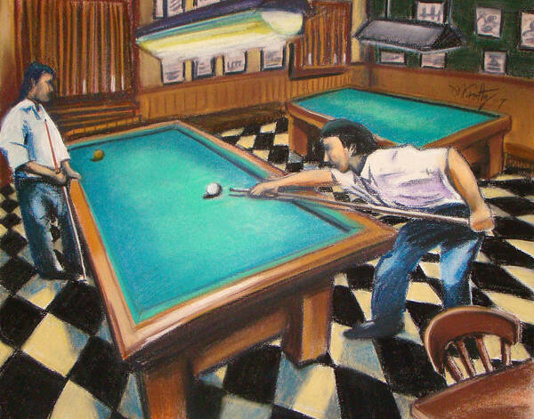 Billiards Poster featuring the painting Billiard Hall by Michael Foltz