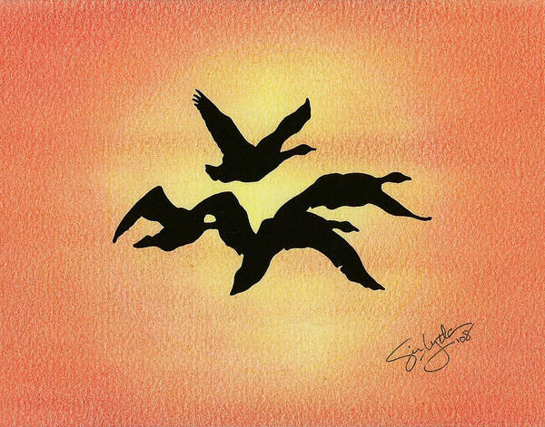 Geese Poster featuring the drawing Birds of Flight by Troy Levesque
