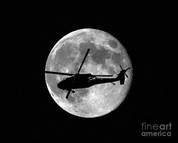 Black Hawk Helicopter Poster featuring the photograph Black Hawk Moon by Al Powell Photography USA