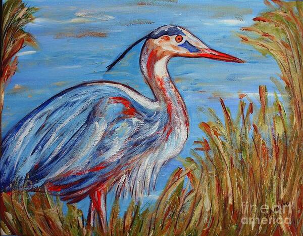 Florida Wildlife Poster featuring the painting Blue Heron by Jeanne Forsythe