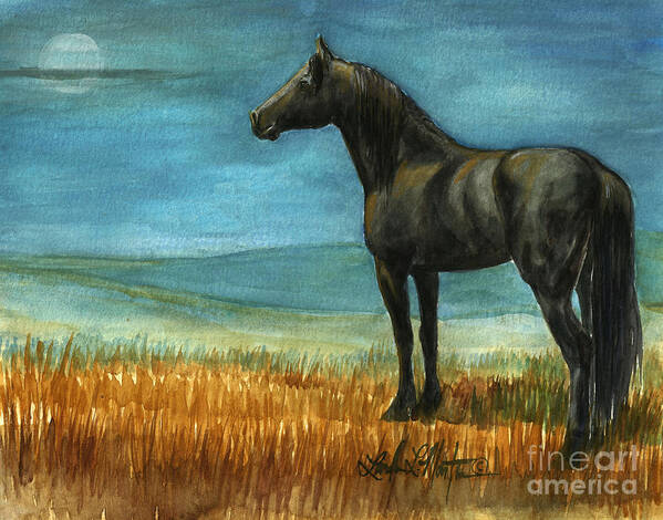  Wild Horses Poster featuring the painting Blue Moon by Linda L Martin