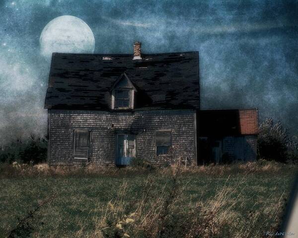 Farmhouse Poster featuring the painting Blue Moon Rising by RC DeWinter