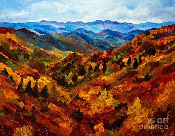 Blue Ridge Mountains Poster featuring the painting Blue Ridge Mountains in Fall II by Julie Brugh Riffey