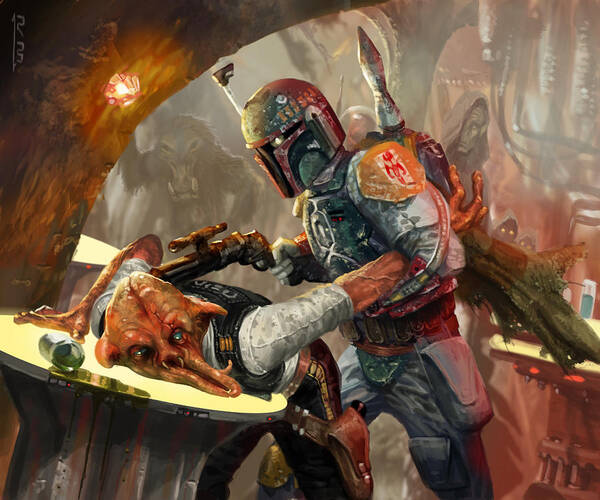 Star Wars Poster featuring the digital art Boba Fett - Star Wars the Card Game by Ryan Barger