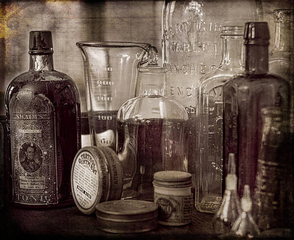 Antique Poster featuring the photograph Bottles and Tins by Wayne Meyer