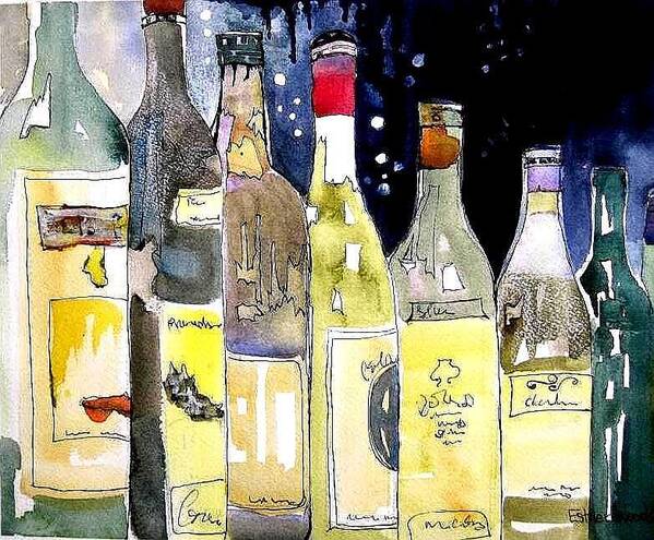 Wine Bottles Poster featuring the painting Bottles No 1 by Esther Woods