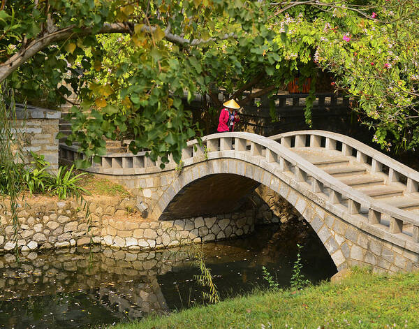 Chinese Poster featuring the photograph Bridge Walker China by Sally Ross