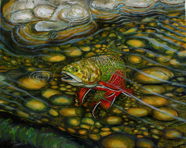 Brook Trout Poster featuring the painting Brook Trout by Steve Ozment