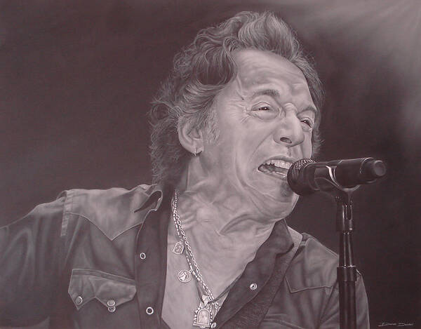 Bruce Springsteen Poster featuring the painting Bruce Springsteen V by David Dunne