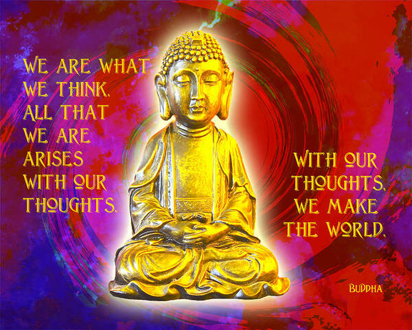 Buddha Poster featuring the digital art Buddha's Thoughts 2 by Ginny Gaura