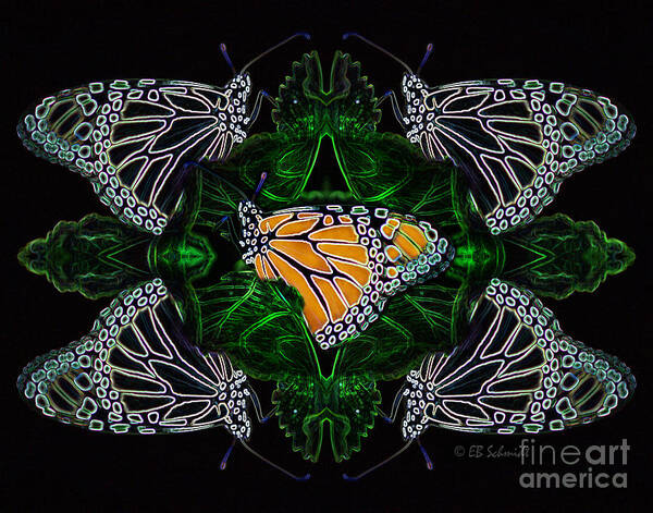 Butterfly Garden Poster featuring the digital art Butterfly Reflections 07 - Monarch by E B Schmidt